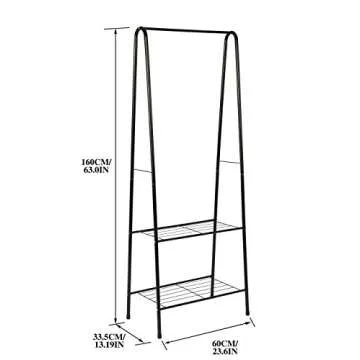 HOMEFORT Coat Rack Metal Clothing Rack, 23.6”Wx13.19”Dx63”H (Black, 1)