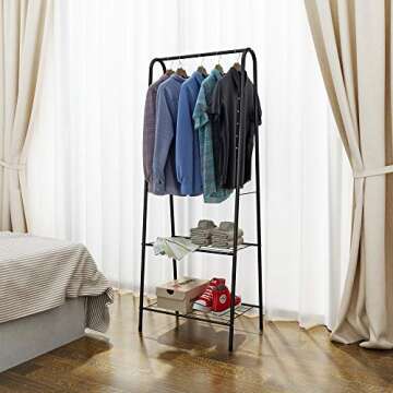 HOMEFORT Coat Rack Metal Clothing Rack, 23.6”Wx13.19”Dx63”H (Black, 1)