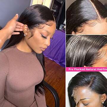 Straight Lace Front Wigs Human Hair Pre Plucked With Natural Hairline 180% Density 18 Inch 10A 13x4 Lace Frontal Wigs For Black Women Human Hair Brazilia Glueless Wigs Human Hair Pre Plucked