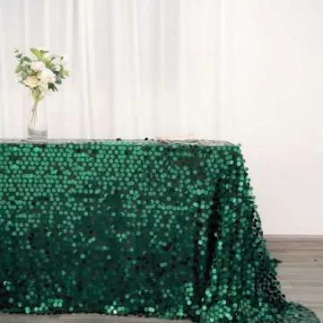 Elegant 90"x132" Big Payette Hunter Green Sequin Tablecloth