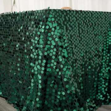 Elegant 90"x132" Big Payette Hunter Green Sequin Tablecloth