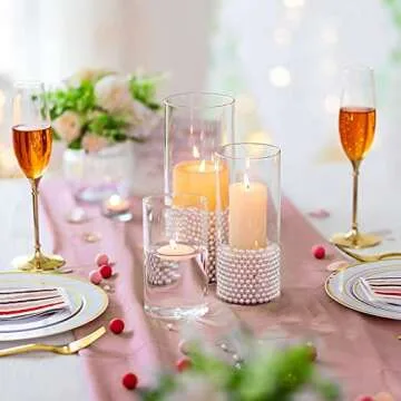 Glass Cylinder Vases Set of 24, Hewory Tall Clear Vase for Centerpieces, Glass Hurricane Candle Hold...