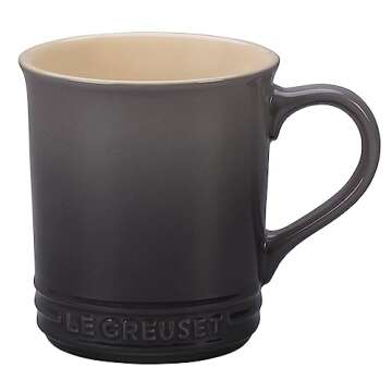 Le Creuset Enamel On Steel Demi Kettle with Metal Finishes & Stoneware Set of 2 Mugs, 1.25 qt. Kettle & (2) 14 oz. Mugs, Oyster