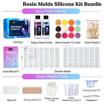 LET'S RESIN Resin Molds Silicone Kit for Making Domino,Epoxy Resin Starter Kit for Beginners, Resin ...