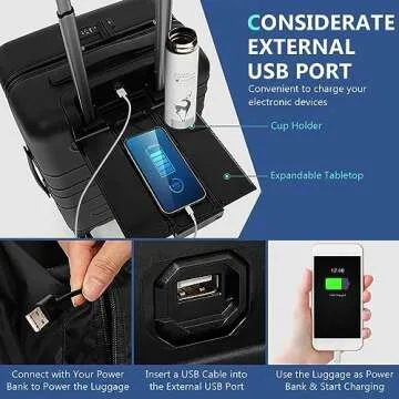 GYMAX 20” Carry-On Luggage with USB Charger & TSA Lock