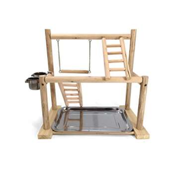MINORPET Bird Playpen - Natural Wood Playground for Parrots