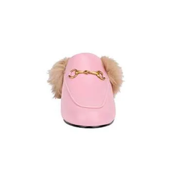 Arqa Fur Mules for Women Comfortable Leather Mule Flats