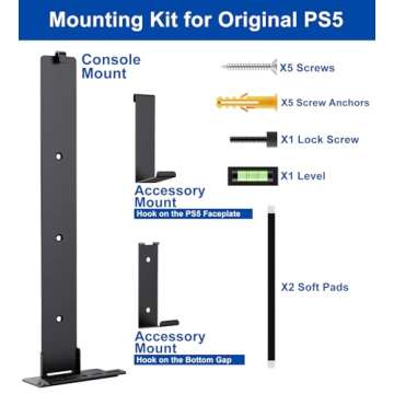 PS5 Wall Mount for PlayStation 5 Disc Edition and Digital Edition (Mount The Console on Wall Near or...