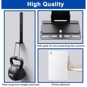 PS5 Wall Mount for PlayStation 5 Disc Edition and Digital Edition (Mount The Console on Wall Near or Behind TV with Invisible Design), Including 2 Accessories Holders (Black) - Not for PS5 Slim