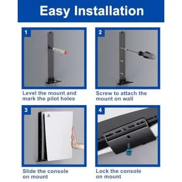 PS5 Wall Mount for PlayStation 5 Disc Edition and Digital Edition (Mount The Console on Wall Near or Behind TV with Invisible Design), Including 2 Accessories Holders (Black) - Not for PS5 Slim