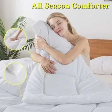 BedTreat Down Alternative Comforter Twin Duvet Insert with Corner Tabs, All Season Quilted Bed Comforter Box-Stitched Lightweight Quilt Twin Comforter White，Machine Washable Microfiber Bedding