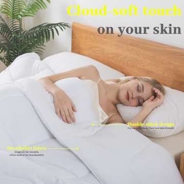 BedTreat Down Alternative Comforter Twin Duvet Insert with Corner Tabs, All Season Quilted Bed Comforter Box-Stitched Lightweight Quilt Twin Comforter White，Machine Washable Microfiber Bedding