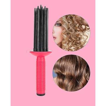 Hair Fluffy Styling Curler Curls Comb,Hair Curler Curling Make Up Brush Roller Tool Portable Hair Curling Roll Comb Anti‑Slip Professional Round Hair Brush for Home Personal Use Travel