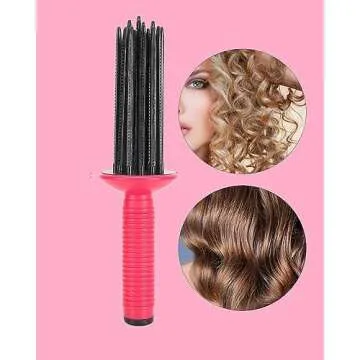 Hair Fluffy Styling Curler Curls Comb,Hair Curler Curling Make Up Brush Roller Tool Portable Hair Curling Roll Comb Anti‑Slip Professional Round Hair Brush for Home Personal Use Travel