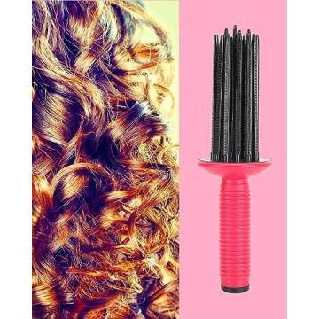 Hair Fluffy Styling Curler Curls Comb,Hair Curler Curling Make Up Brush Roller Tool Portable Hair Curling Roll Comb Anti‑Slip Professional Round Hair Brush for Home Personal Use Travel