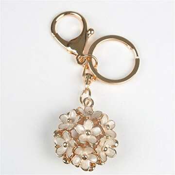 Kissweet Fashion Women Little Daisy Flower Ball Keychain Bag Pendant Charms