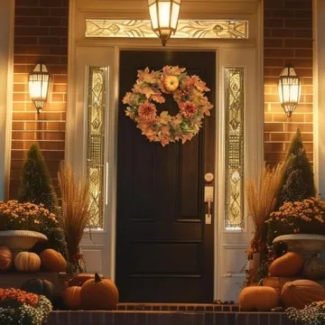 22 Inch Fall Wreath & 6FT Garland for Autumn Decor