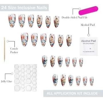 Vintage Press on Nails Medium Almond Floral Designs