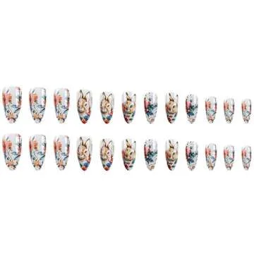 Vintage Press on Nails Medium Almond Floral Designs