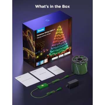 Govee Christmas Lights 2, RGBWIC 66FT 200LEDs Holiday String Lights with Shape Mapping Function, Smart LED Decoration for Indoor Outdoor Tree, 130+ Preset Scenes, Voice and APP Control, Green Wire