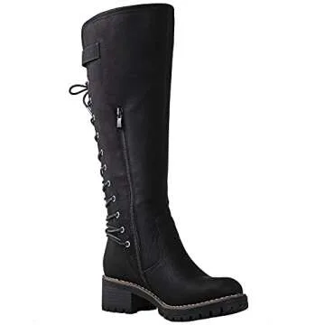 GLOBALWIN Women's Trendy Chunky Heel Knee High Boots