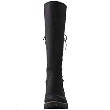 GLOBALWIN Women's Trendy Chunky Heel Knee High Boots