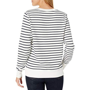 Cozy Amazon Essentials French Terry Crewneck Sweatshirt in Navy Stripe