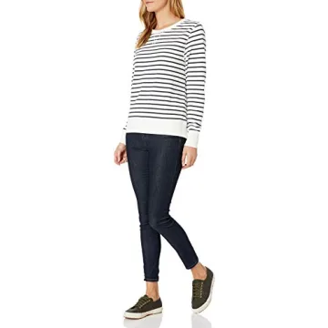 Cozy Amazon Essentials French Terry Crewneck Sweatshirt in Navy Stripe