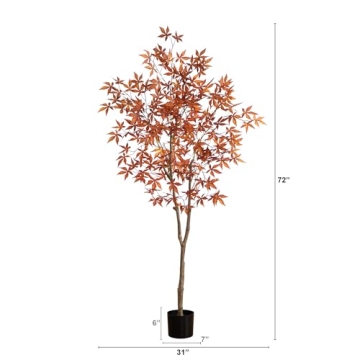 Nearly Natural 6ft Autumn Japanese Maple Tree For Home Decor