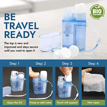 Alpha1 Accessories Compressed Towel Tablets with Travel Wipes Case and Water Pump, 25 Count