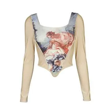 Fyclemt Women Stylish Angel Print Crop Top in Medium