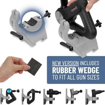 QMount Adjustable Massage Gun Wall Mount – Massage Gun Holder for Hands Free Self-Massage – Compatible with Nearly All Massage Guns (2 Rail)