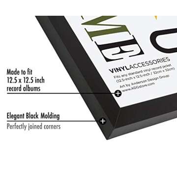 Americanflat Vinyl Record Album Frame - Black 12.5x12.5