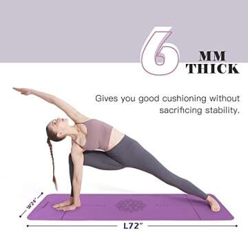 Yoga Mat Non Slip, Pilates Fitness Mats, Eco Friendly, Anti-Tear Yoga Mats for Women, 1/4" Exercise Mats for Home Workout with Carrying Sling Orchid & Pink