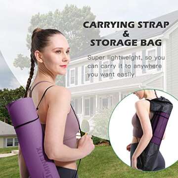 Yoga Mat Non Slip, Pilates Fitness Mats, Eco Friendly, Anti-Tear Yoga Mats for Women, 1/4" Exercise Mats for Home Workout with Carrying Sling Orchid & Pink