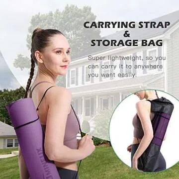 Yoga Mat Non Slip, Pilates Fitness Mats, Eco Friendly, Anti-Tear Yoga Mats for Women, 1/4" Exercise Mats for Home Workout with Carrying Sling Orchid & Pink