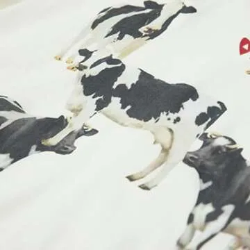 Aelfric Eden Dairy Cow Print Tee Vintage Oversize Shirts Summer Unisex Casual Harajuku Top Tshirt White