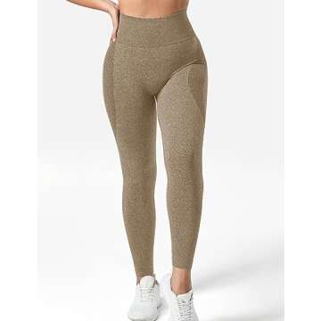 YEOREO Women Seamless Workout Leggings Gym High Waist Smile Contour Yoga Pants Mocha