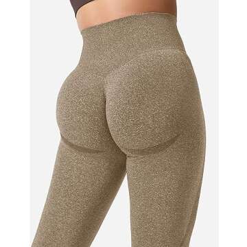 YEOREO Women Seamless Workout Leggings Gym High Waist Smile Contour Yoga Pants Mocha
