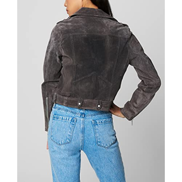 Stylish Cropped Suede Motorcycle Jacket for Women