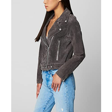 Stylish Cropped Suede Motorcycle Jacket for Women