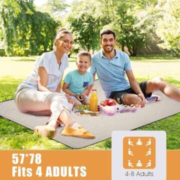 G GOOD GAIN Picnic Blankets Waterproof Extra Large - Outdoor Blanket Sand Free Foldable with Carry S...