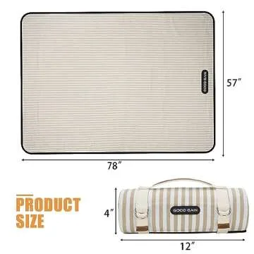 G GOOD GAIN Picnic Blankets Waterproof Extra Large - Outdoor Blanket Sand Free Foldable with Carry Strap for Beach, Camping, Park Grass, Hiking, Travel, Concerts, Indoor (Sand Yellow)