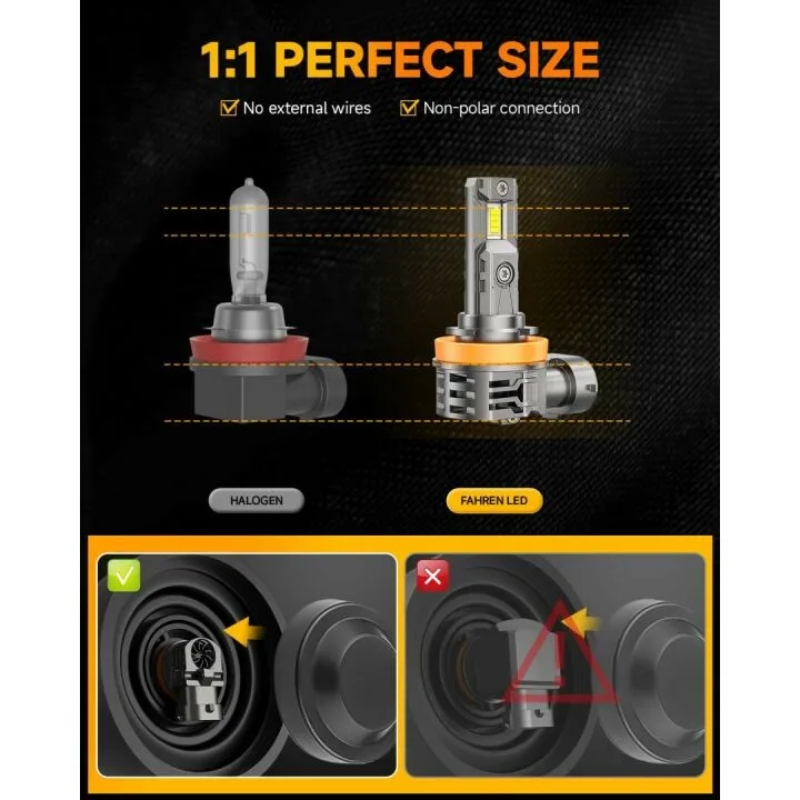 FAHREN 2024 H11 H9 H8 9005 Bulbs Combo - 50000LM