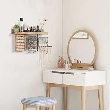 Stylish SOLIMINTR Jewelry Organizer Wall Mount with Shelf