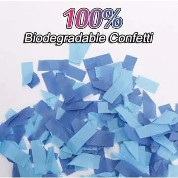 Gender Reveal Blue Confetti Cannon, DOUKEE Biodegradable Navy and Blue Tissue Confetti Poppers for Boy Baby Shower Party Favors, 2 PK (12 in)