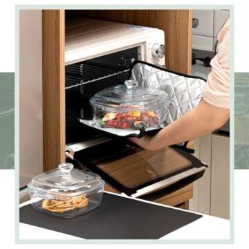 Teenyyou 5 Pcs Square Glass Casserole Dish with Lid Oven Safe Baking Glass Dish with Lid, Covered Casserole Dishes for Oven, Glass Bowl Oven 1.5 L/ 0.8 L Casserole Dish with Lid