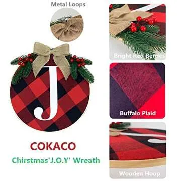 Christmas Wreath, Joy Sign Merry Christmas Front Door Window Stairs Wreaths Christmas Decorations Home Décor - 3PCS