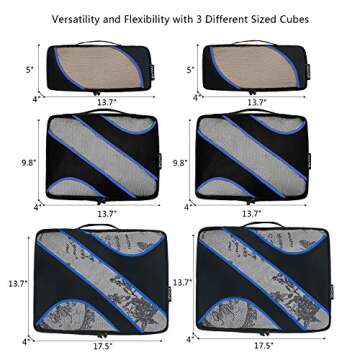 BAGAIL 6 Set Packing Cubes,Travel Luggage Packing Organizers(6Set Black)