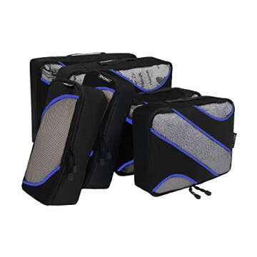 BAGAIL 6 Set Packing Cubes,Travel Luggage Packing Organizers(6Set Black)